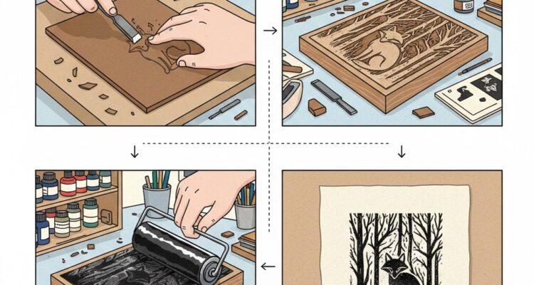 teknik cetak tinggi, seni grafis relief print, cukil kayu woodcut, linocut seni grafis, metode cetak tinggi, xilografi seni rupa, seni cetak manual, tutorial cetak tinggi