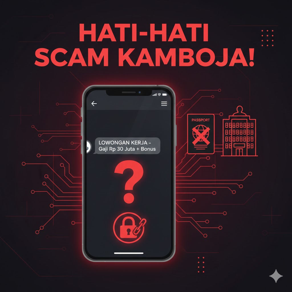 Kenali ciri-ciri lowongan kerja scammer Kamboja 2026: gaji fantastis, proses mudah, visa turis, dll. Hindari jebakan penipuan online scam & perdagangan orang. Tips aman & pencegahan untuk WNI!